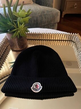 Moncler Logo Patch Cotton Rib Beanie
